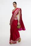 Buy_Ekaya Banaras_Red Satin, Silk Zari, Handwoven Kadhwa Banarasi Saree With Running Blouse _Online_at_Aza_Fashions