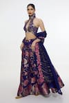 Buy Ekaya Banaras Purple Satin, Silk Handwoven Aubergine Lehenga Set With Unstitched Blouse Piece Online at Aza Fashions Buy_Ekaya Banaras_Purple Satin, Silk Handwoven Aubergine Lehenga Set With Unstitched Blouse Piece _Online_at_Aza_Fashions