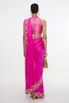 Shop_Ekaya Banaras_Fuchsia Silk Embroidery, Zari Handwoven Mashroo Saree With Running Blouse _at_Aza_Fashions