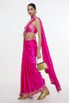 Ekaya Banaras_Fuchsia Silk Embroidery, Zari Handwoven Mashroo Saree With Running Blouse _Online_at_Aza_Fashions