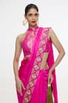 Buy_Ekaya Banaras_Fuchsia Silk Embroidery, Zari Handwoven Mashroo Saree With Running Blouse _Online_at_Aza_Fashions
