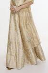 Shop_Ekaya Banaras_Ivory Satin, Silk Zari, Handwoven Lehenga Set With Unstitched Blouse Piece _Online_at_Aza_Fashions