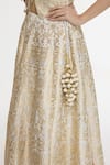 Buy_Ekaya Banaras_Ivory Satin, Silk Zari, Handwoven Lehenga Set With Unstitched Blouse Piece 