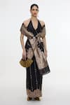 Buy_Ekaya Banaras_Black Silk Metallic Thread, Zari Handwoven Mashroo Saree With Running Blouse _at_Aza_Fashions
