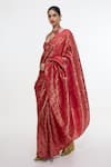 Buy_Ekaya Banaras_Red Satin, Silk, Tissue Zari Handwoven Crimson Saree With Running Blouse _Online_at_Aza_Fashions