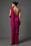 Shop_Krishna Padia_Fuchsia Crepe Beads, Sequins, Embroidery Square Pre-draped Saree With Blouse _at_Aza_Fashions