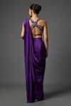 Shop Krishna Padia Purple Crepe Sequins, Embroidery Sweetheart Neck Pre-draped Saree With Blouse at Aza Fashions Shop_Krishna Padia_Purple Crepe Sequins, Embroidery Sweetheart Neck Pre-draped Saree With Blouse _at_Aza_Fashions