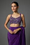 Buy Krishna Padia Purple Crepe Sequins, Embroidery Sweetheart Neck Pre-draped Saree With Blouse Online at Aza Fashions Buy_Krishna Padia_Purple Crepe Sequins, Embroidery Sweetheart Neck Pre-draped Saree With Blouse _Online_at_Aza_Fashions