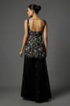 Shop_Krishna Padia_Black Crepe, Organza Sequins, Beads, Intricate Hand Kurta Sharara Set _at_Aza_Fashions