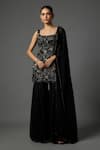 Buy_Krishna Padia_Black Crepe, Organza Sequins, Beads, Intricate Hand Kurta Sharara Set _at_Aza_Fashions