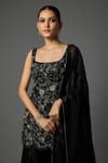 Buy_Krishna Padia_Black Crepe, Organza Sequins, Beads, Intricate Hand Kurta Sharara Set _Online_at_Aza_Fashions