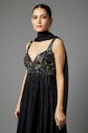 Shop_Krishna Padia_Black Crepe, Organza, Shantoon Sequins, Hand Embroidered Bodice Anarkali Set _Online_at_Aza_Fashions