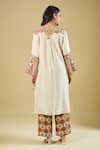 Shop_Debyani + CO_Ivory Silk Embroidery, Beads, Tassels Split Meena Placement Kurta With Pant _at_Aza_Fashions