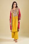 Buy_Debyani + CO_Yellow Silk Embroidery, Mirrors, Sequins, Tassels Split V-neck Kurta With Pant _Online_at_Aza_Fashions