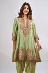 Buy_Debyani + CO_Green Embroidery, Sequins Round Neck Kurta With Salwar _Online_at_Aza_Fashions