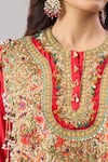 Shop_Debyani + CO_Red Georgette Embroidery, Sequins, Stones Round Neck Kurta And Pant Set _Online_at_Aza_Fashions
