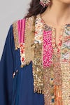 Debyani + CO_Blue Georgette Embroidery, Sequins, Tassels Round Placement Kurta And Pant Set _at_Aza_Fashions