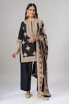 Buy_Debyani + CO_Black Embroidery, Zari, Metallic Thread Round Neck Meenakumari Kurta Set _Online_at_Aza_Fashions