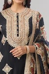 Debyani + CO_Black Embroidery, Zari, Metallic Thread Round Neck Meenakumari Kurta Set _at_Aza_Fashions