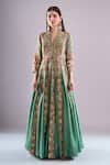 Debyani + CO_Green Embroidery, Sequins, Gota Patti, Tassels Sapna Anarkali With Dupatta _Online_at_Aza_Fashions