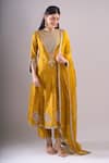 Buy Surbhi Shah Yellow Embroidery, Zari, Sequins, Beads Round Neck Mehek Kurta Set at Aza Fashions Buy_Surbhi Shah_Yellow Embroidery, Zari, Sequins, Beads Round Neck Mehek Kurta Set _at_Aza_Fashions