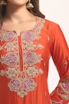 Shop_Surbhi Shah_Orange Embroidery, Zari, Tassels Round Neck Kurta Sharara Set _Online_at_Aza_Fashions