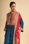 Shop_Debyani + CO_Blue Silk Sequins, Embroidery, Tassels Round Neck Kurta With Pant _Online_at_Aza_Fashions