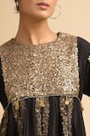Shop_Debyani + CO_Black Silk Sequins, Embroidery Round Neck Kurta With Salwar _Online_at_Aza_Fashions