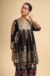 Debyani + CO_Black Silk Sequins, Embroidery Round Neck Kurta With Salwar _at_Aza_Fashions