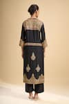 Shop_Debyani + CO_Black Silk Embroidery, Beads, Tassels Round Neck Hand Kurta And Pant Set _at_Aza_Fashions