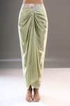 Anamika Khanna_Green Embroidery Open , Square Cape And Draped Skirt Set _at_Aza_Fashions