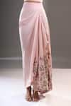 Anamika Khanna_Pink Embroidery, Sequins One Shoulder, Bandeau Neck Cape And Draped Skirt Set _at_Aza_Fashions