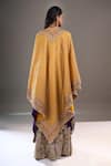 Shop_Anamika Khanna_Mustard Embroidery, Sequins, Stones Open Neck, Scoop Cape And Draped Sharara Set _at_Aza_Fashions