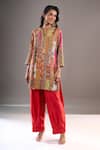 Buy_Debyani + CO_Multi Color Sequins, Embroidery, Gota Patti Split V-neck Kurta With Salwar _at_Aza_Fashions
