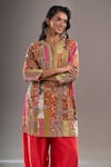 Shop_Debyani + CO_Multi Color Sequins, Embroidery, Gota Patti Split V-neck Kurta With Salwar _Online_at_Aza_Fashions