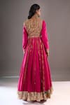 Shop_Debyani + CO_Pink Embroidery, Sequins, Mirrors Round Neck Yoke Anarkali With Dupatta _at_Aza_Fashions