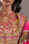 Shop_Debyani + CO_Pink Embroidery, Sequins, Mirrors Round Neck Yoke Anarkali With Dupatta _Online_at_Aza_Fashions