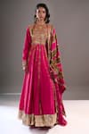 Buy_Debyani + CO_Pink Embroidery, Sequins, Mirrors Round Neck Yoke Anarkali With Dupatta 
