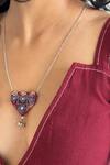 Shop_NAKHREWAALI_Multi Color Tareefan Hand Embroidered Pendant Necklace _at_Aza_Fashions