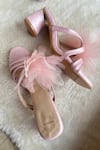 Buy_Modanta Footwear_Pink Fabric Flowers Embellished Block Heels _Online_at_Aza_Fashions
