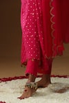 Arpita Sulakshana_Pink Chanderi Silk Embroidery, Tassels, Zari Square Neck Gulabi Noor Kurta Set _Online_at_Aza_Fashions