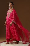 Buy_Arpita Sulakshana_Pink Chanderi Silk Embroidery, Tassels, Zari Square Neck Gulabi Noor Kurta Set _Online_at_Aza_Fashions