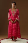 Shop_Arpita Sulakshana_Pink Chanderi Silk Embroidery, Tassels, Zari Square Neck Gulabi Noor Kurta Set _Online_at_Aza_Fashions