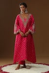 Buy_Arpita Sulakshana_Pink Chanderi Silk Embroidery, Tassels, Zari Square Neck Gulabi Noor Kurta Set 