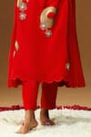 Buy_Arpita Sulakshana_Red Silk Embroidery V-neck Rooh Gulabi Hand Painted Kurta Set _Online_at_Aza_Fashions