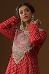 Shop_Arpita Sulakshana_Red Chanderi Silk Embroidery, Zari Round Neck Kastoori Sakhi Prem Kurta Set _at_Aza_Fashions