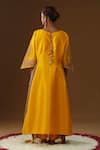 Shop_Arpita Sulakshana_Yellow Silk Embroidery Round Neck Amar Ishq Kurta Set _at_Aza_Fashions