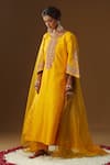 Buy_Arpita Sulakshana_Yellow Silk Embroidery Round Neck Amar Ishq Kurta Set 