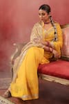 Anshu Wadhwa_Yellow Chanderi Embroidery, Sequins Saree With Unstitched Blouse _Online_at_Aza_Fashions