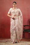 Buy_Anshu Wadhwa_Off White Chanderi Sequins Embroidered Saree With Unstitched Blouse Piece _at_Aza_Fashions